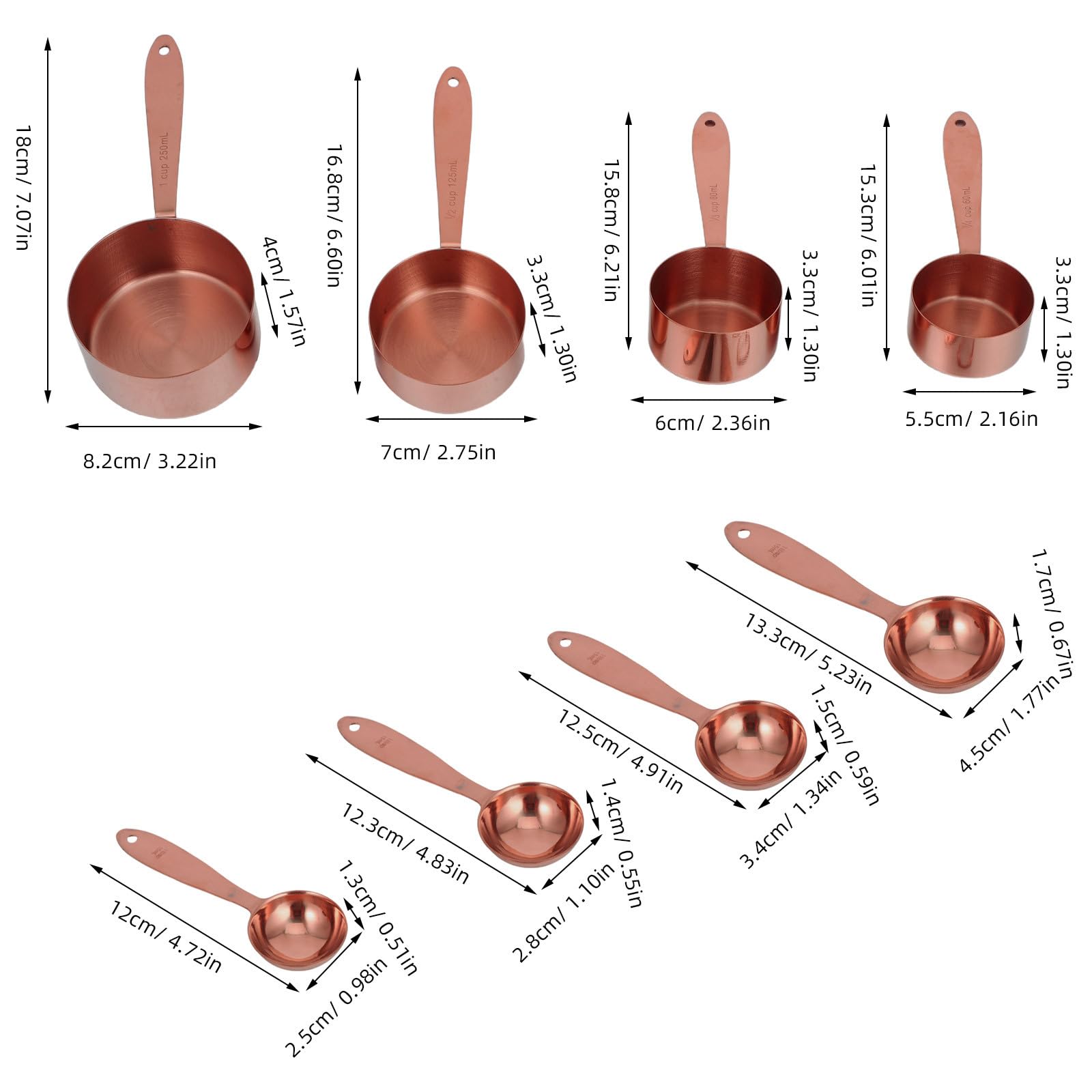 Juego de Cucharas Medidoras de Acero Inoxidable Grabadas, 1 Set