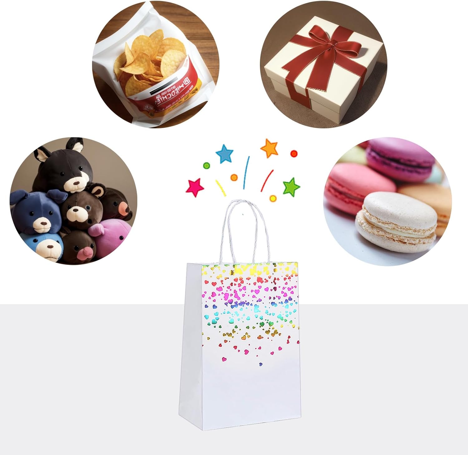 Thxutm White Gift Bags Bulk 8.5x3x6.5 Inches 10 Pcs - Sturdy Paper Handles for Wedding Favors, Retail Shopping, Birthday Party Supplies - Image 4