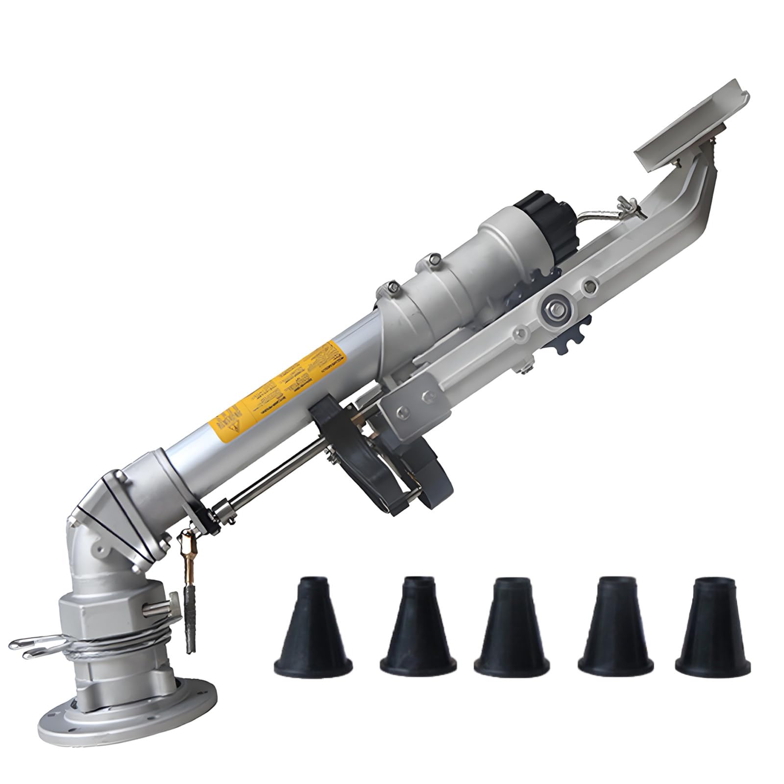 Aspersores de Riego Cesped Aspersor de Jardín Entrada 50mm Rotación Ajustable 360° Alcance 29-62m 5 Boquillas Intercambiables para Huerto Supresión de Polvo ExtendedModel+1.6mStand
