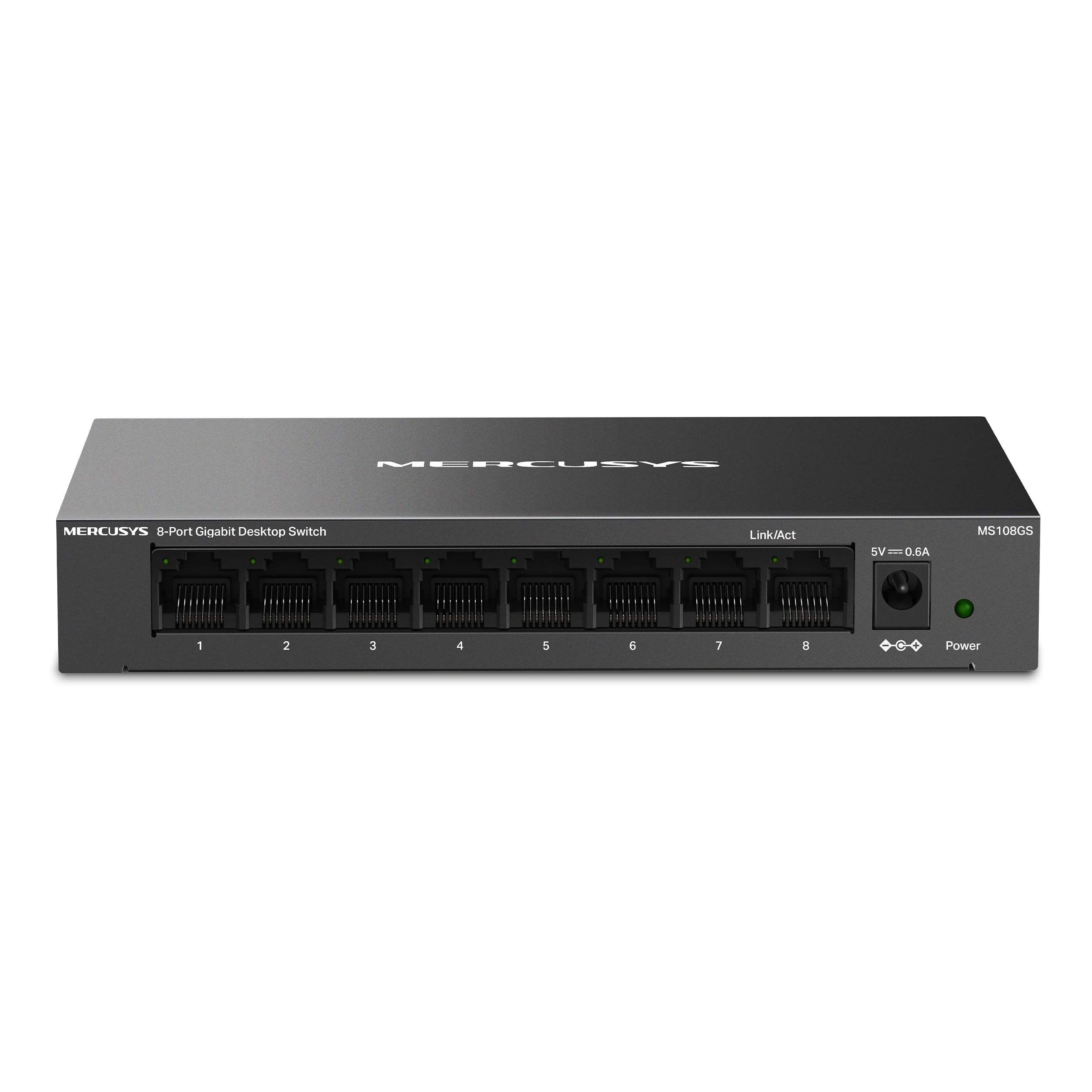 Mercusys MS108GS - Switch Gigabit de 8 Puertos, Caja de Metal Duradero, Conectar y Usar, Ahorro de Energía