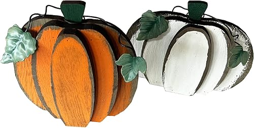 Miniatura 2 de Decoración de otoño de calabaza de madera rústica para el hogar, cosecha de otoño, estante de escritorio, cocina, bandeja escalonada, decoración de