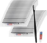 Vista 1 de Paquete de 30 cepillos de dientes desechables con pasta de dientes, negro, envueltos individualmente, kit de cepillo de dientes de viaje desechables