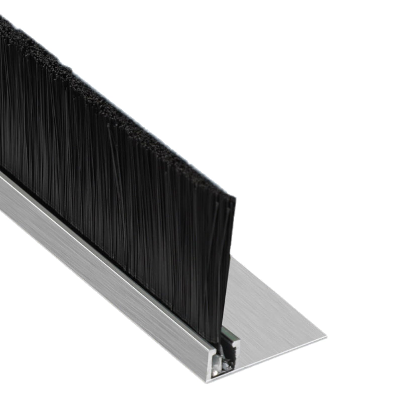 Door Brush Seal Strip, Aluminum Door Draught Excluder Brush Dust Seal for Cabinet Machine Tools Silver 10-200mm(Silver-f Type,110mm)