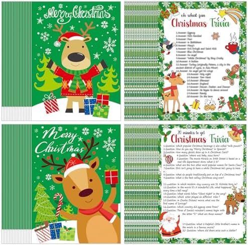 Syhood 80 Pcs Christmas Trivia Games Question and Answer Cards Fa...