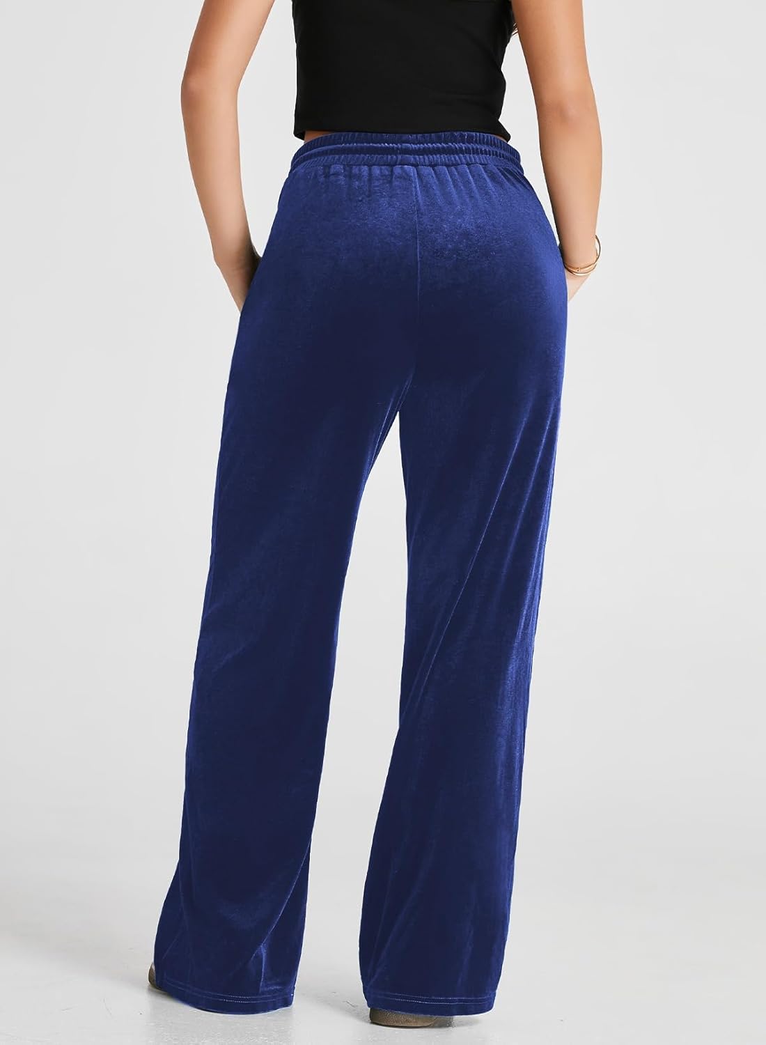 Herseas Women's Velvet Pants Drawstring Waist Wide Leg Casual Lounge Pant - Image 3