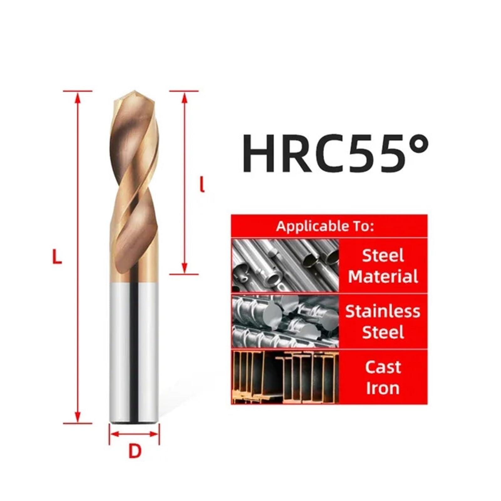 Set di punte elicoidali in carburo di tungsteno, punte da trapano di precisione ad alta durezza con diametro 1,0-20,0 mm, utensili in metallo per tornio CNC per la lavorazione acciaio legato(10.5mm)
