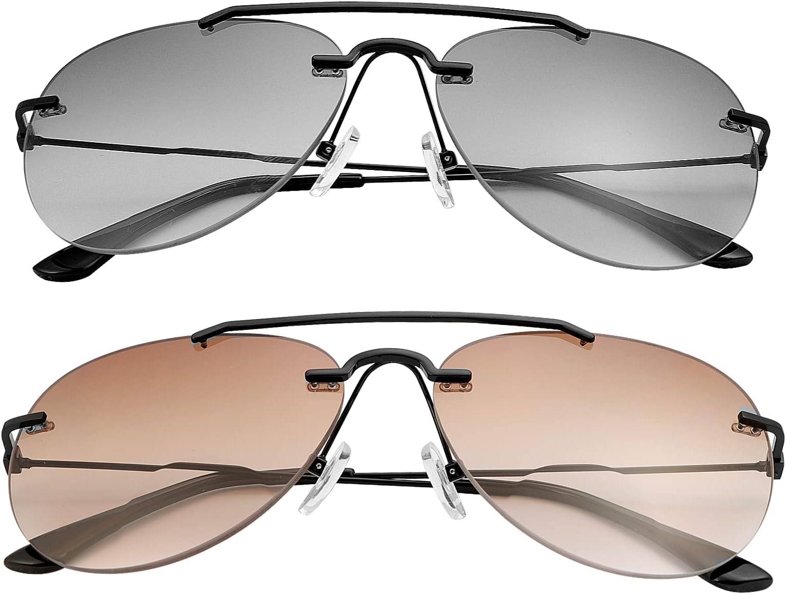 2 Pairs Bifocal Reading Sunglasses UV400 Protection Outdoor Sun Readers Aviator Shades Anti Blue Light Glasses for Men Women