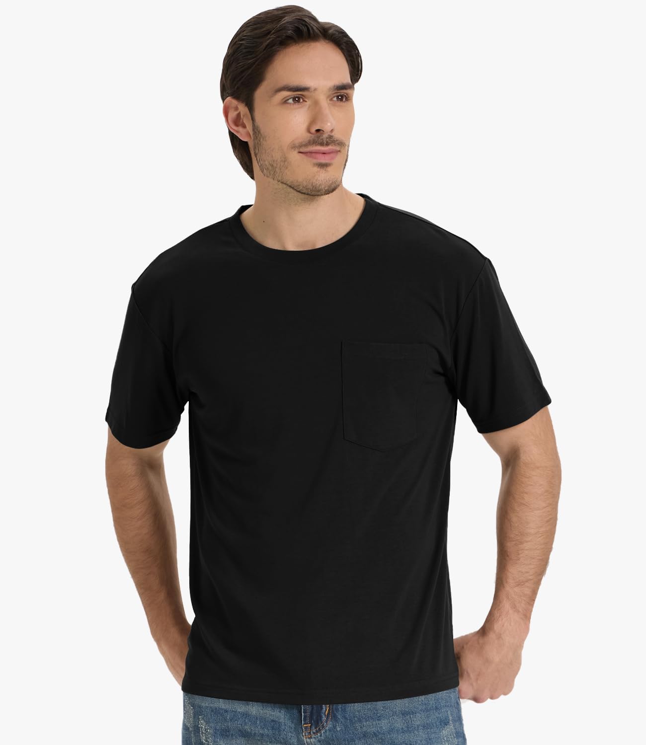 BAMBOO COOL Men's Pocket T-Shirts Heavy Weight Moisture-Wicking Tee Shirts Crewneck Short Sleeve T Shirts - Image 2