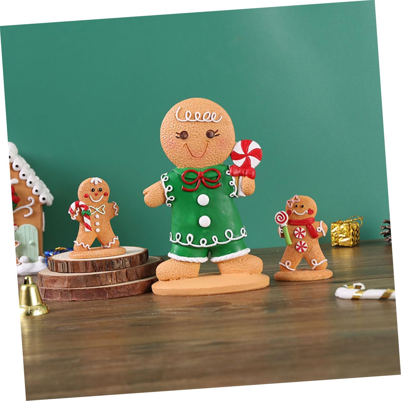 UKCOCO 2piezas Adorno Navideño de Hombre de Jengibre Decoración de Mesa para Festivales de Miniatura para Ventana de Cocina o Escritorio Lindo Obsequio de Vacaciones