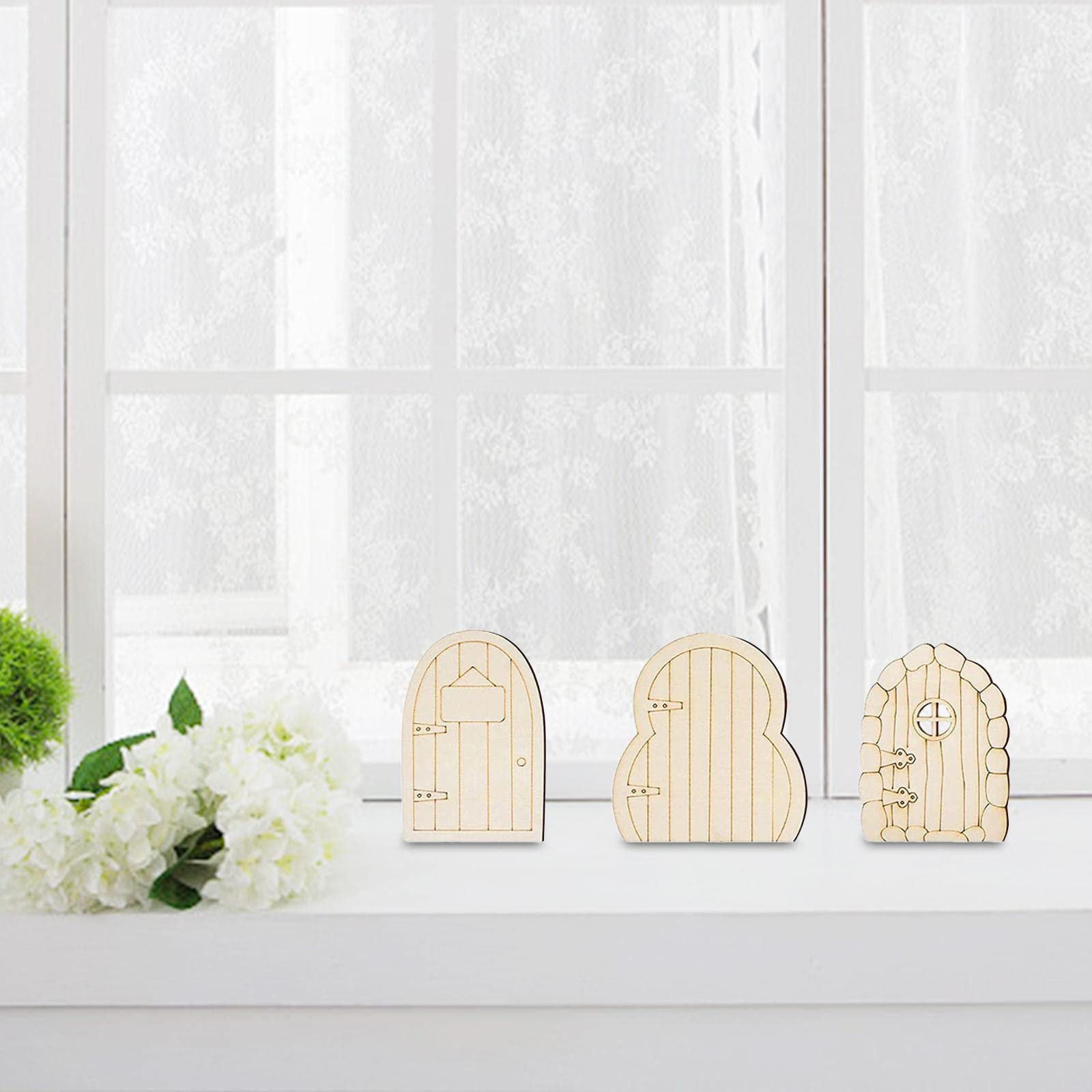perfk 48 Pcs Unpainted Wooden Fairy Door - Image 2