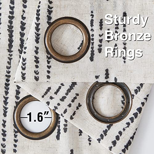 Jinchan Boho Curtains Linen Curtains For Living Room Black Farmhouse Boho Curtains 63 Inch Length Geometric Striped Patterned Mudcloth Grommet Curtains 2 Panels Black On Beige #TOP3