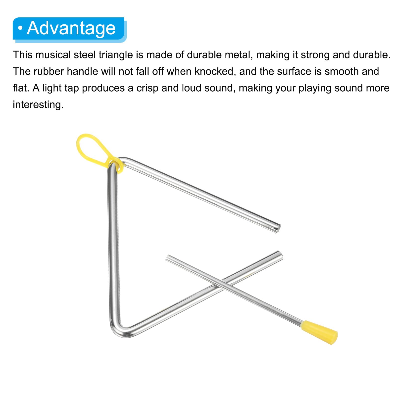 PATIKIL 7" Musical Steel Triangle Percussion, 1 Pcs Hand Percussion with Stick, Noise Makers for Drum Set Concerts, Bands - Image 4