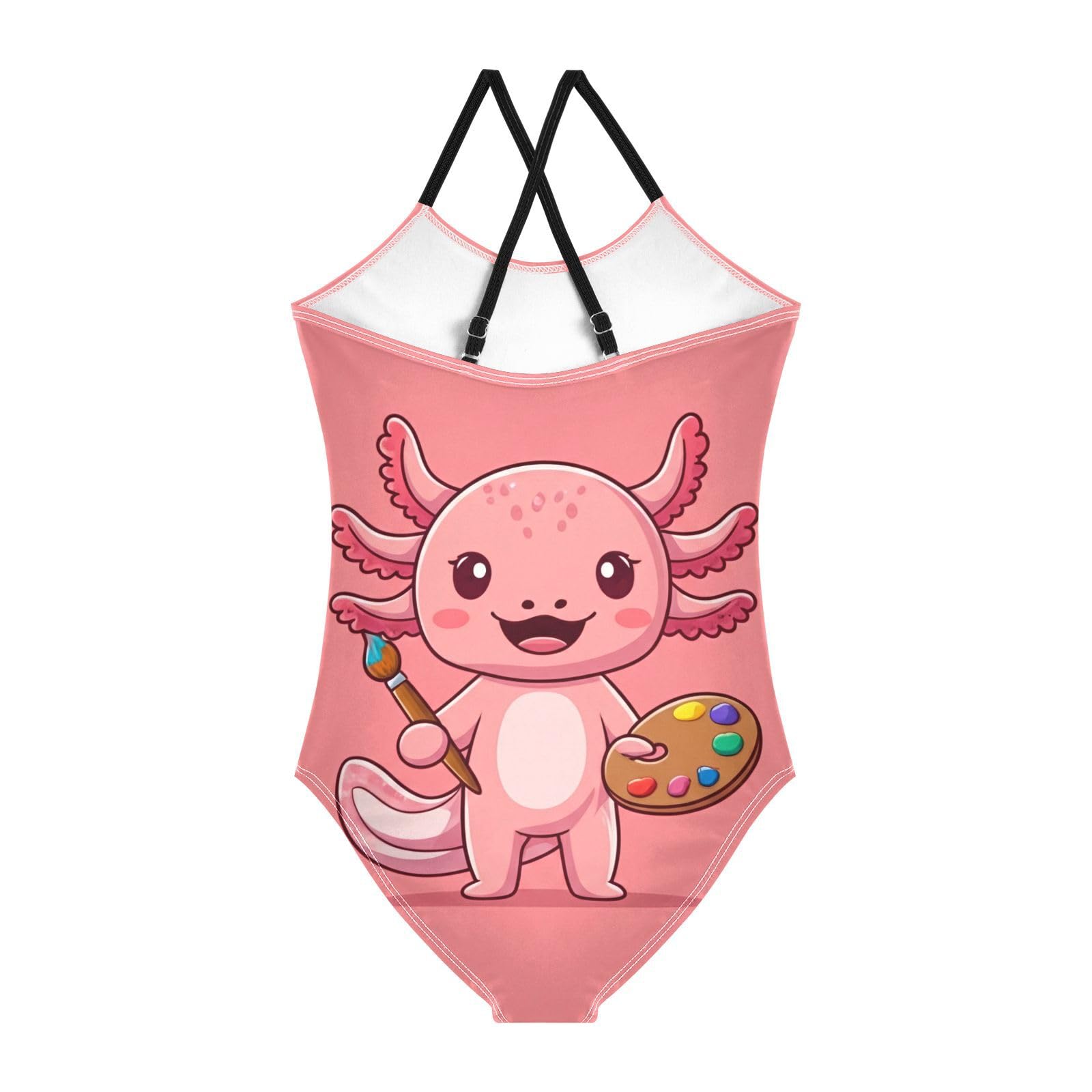 UMIRIKO Girls Bathing Suit Cute Axolotl One Piece Swimsuit Beach Swimwear for Girl Size 7/8 202c1936