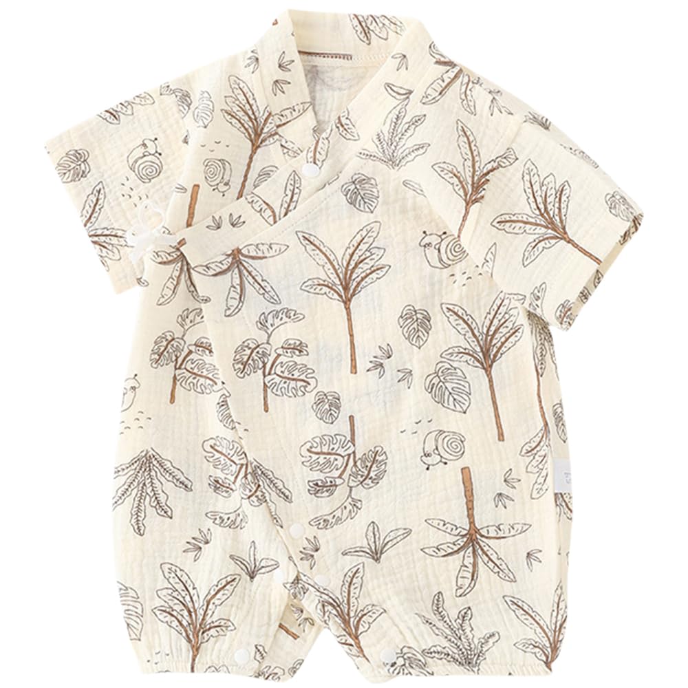BINIDUCKLING Baby Kimono Robes Cotton Muslin Outfit 24 Months Monstera