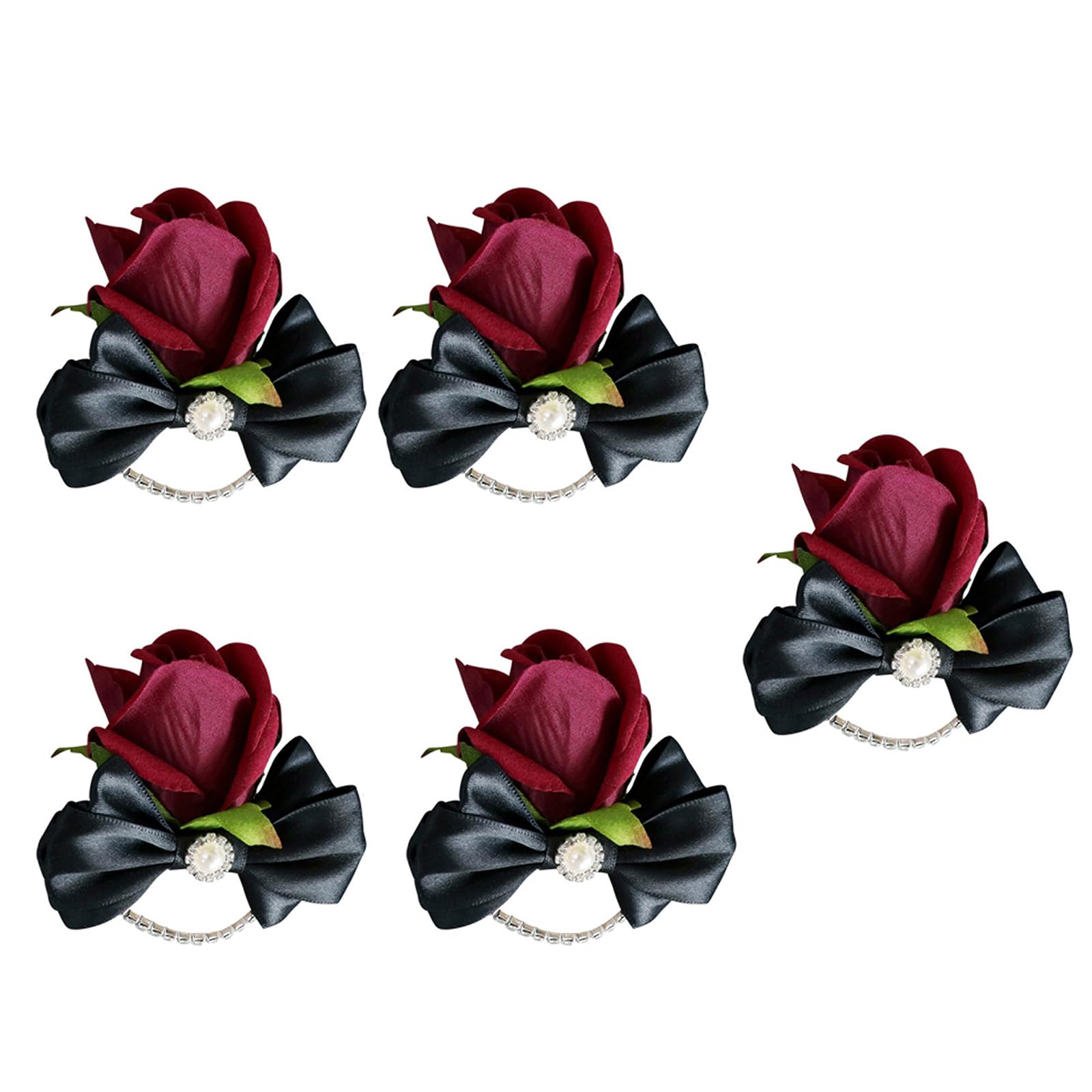 Tsophreniq 5Pcs Rose Boutonniere for Wedding Ceremony Anniversary, Dinner Party, Rose Wrist Corsages for Bride and Bridesmaids Wedding Accessories