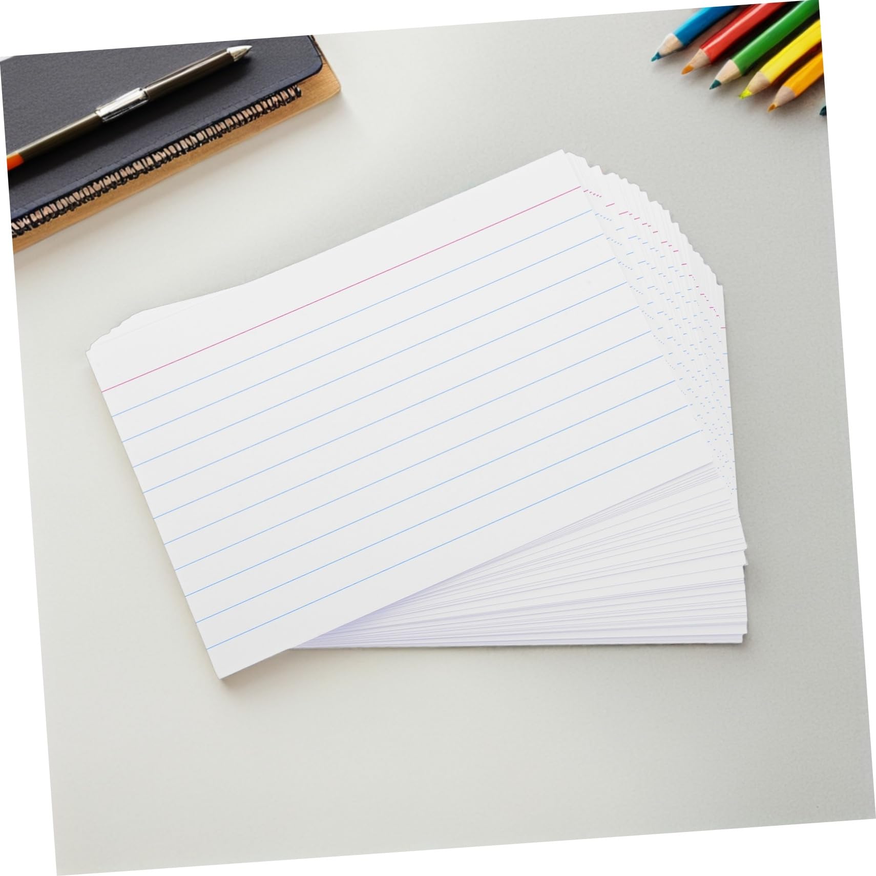 HOMSFOU 200 Dicke Horizontal Linierte Karteikarten aus Papier für Schule und Büro Glatte Schreiboberfläche Din Liniert für Lernen und Präsentationen