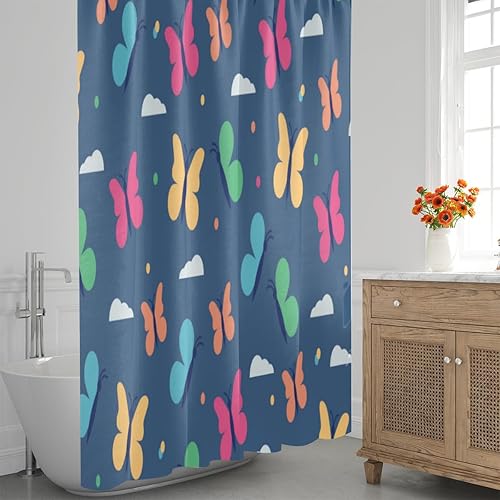 Miniatura 7 de Tavisto Butterfly Brilliance 72x72 inch Polyester Cloth Shower Curtain - Durable, Waterproof, and Easy to Install with 12 Plastic Hooks