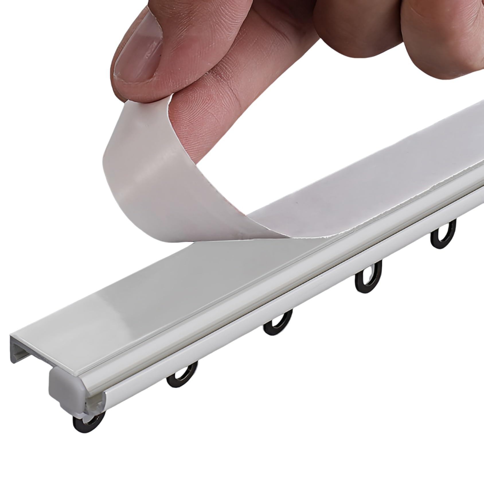 Cmjymx White Black/ Curtain Track｜Self Adhesive Ceiling Curtain Track｜Ceiling Track For Curtains｜Adhesive Curtain Rail - No Drill, Screws Or Tools, Curtain Hangers No Damage(,5.2Ft/160Cm)