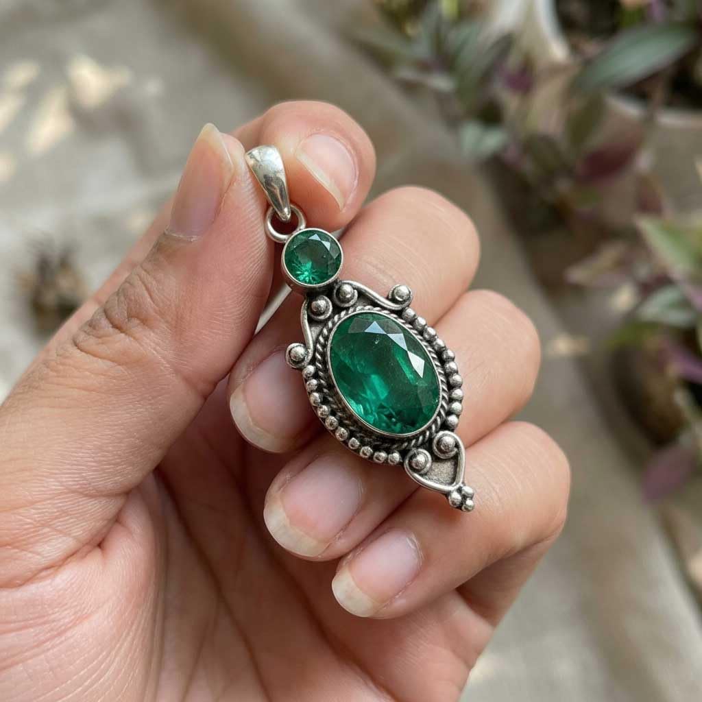 JEWELOPORIUM Natural Gemstone Pendant Necklace For Women Amethyst, Carnelian, Rose Quartz, Crystal Oval - Round Boho 925 Sterling Silver Plated Handmade Jewelry