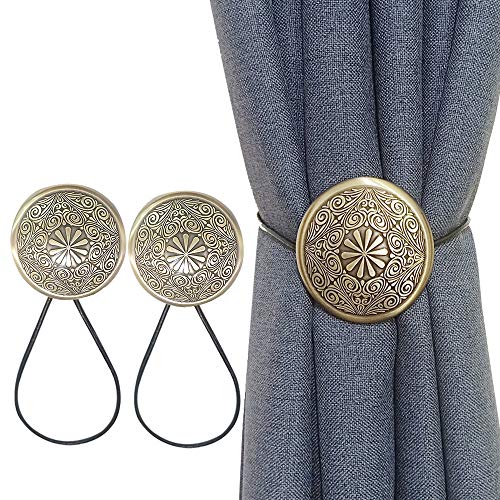 Feicuan Hebilla Magnética de Cortina - Abrazaderas de Hebillas Magnética de Aleación para Windows Hogar Dormitorio Oficina Set de 2
