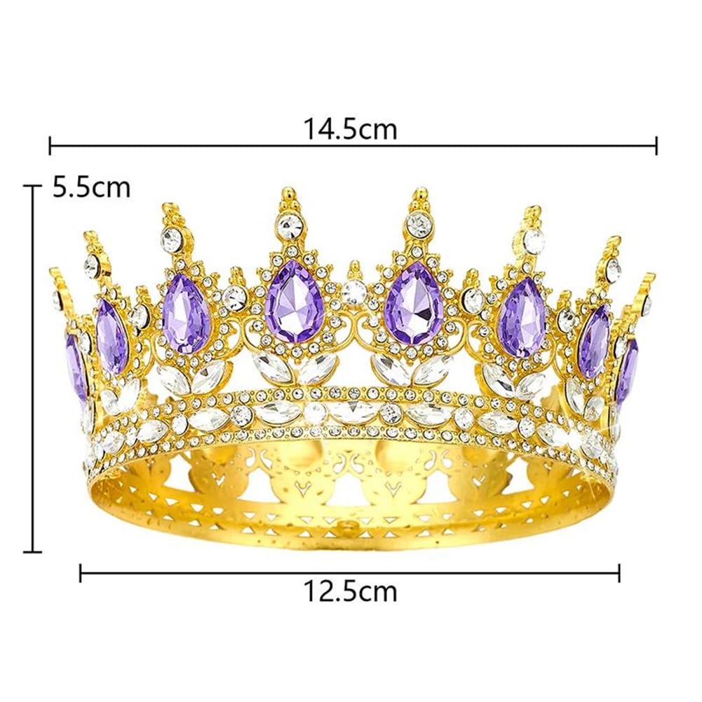 LNNSHX Diademe und Kronen für Damen, Strasssteine, Abschlussball, Hochzeit, Party, volles rundes Diadem, Braut-Haarschmuck