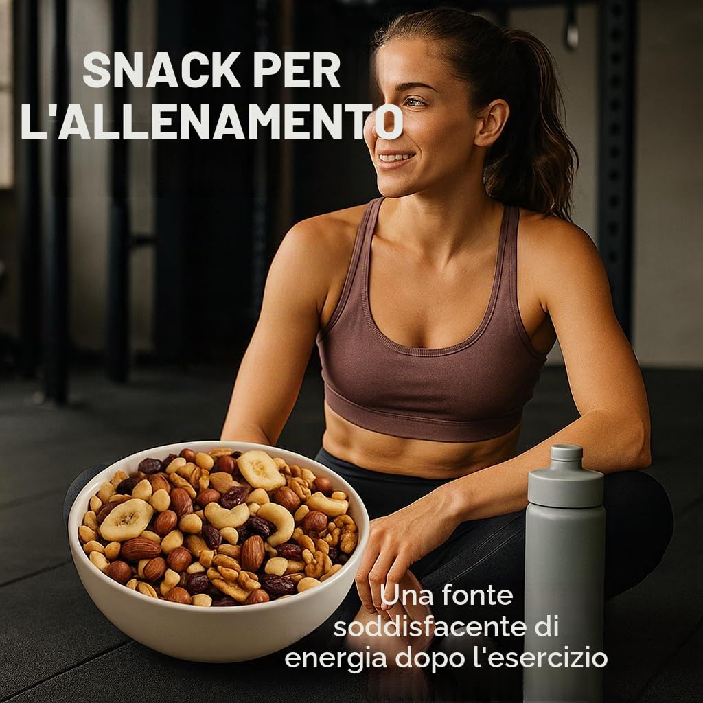 GiDeli Mangime studentesco Premium 5 kg miscela di frutta con arachidi, anacardi, nocciole, mandorle, noci, uvetta, mirtilli rossi e banane chips senza additivi