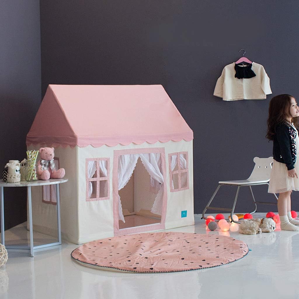 PETITE MAISON Kids Play House Tent with 100% Cotton Fabric & 5 Windows - Hand Made Premium Quality Play Tent for Indoor & Outdoor - Light and Easy to Assembly - Best Birthday Gift - Pink