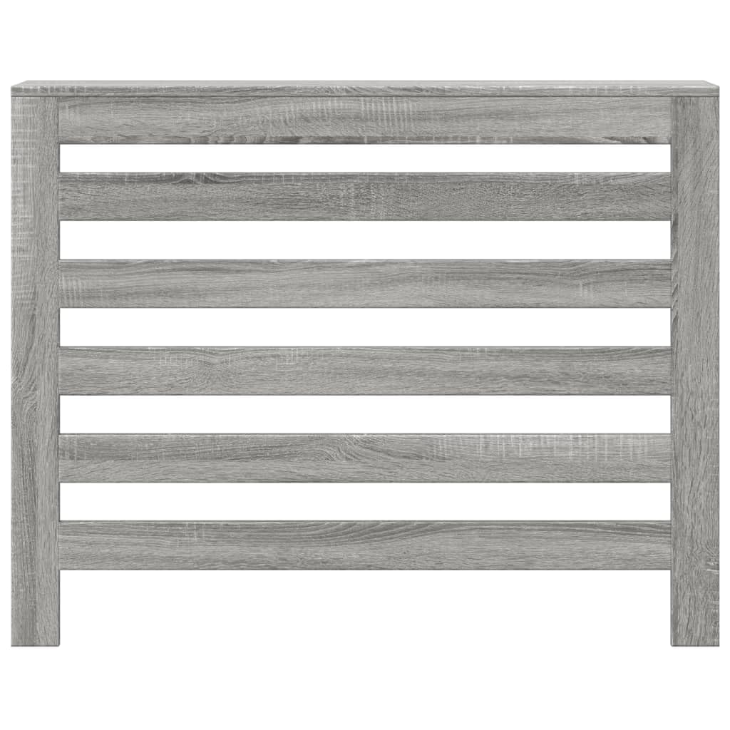 Heizkörperverkleidung Grau Sonoma aus Holzwerkstoff 104 x 20 x 82 cm, mit horizontalen Latten, dekorative Abdeckung für Wohnzimmer, Ablage für Deko, Bücher, Heizkörper Zubehör