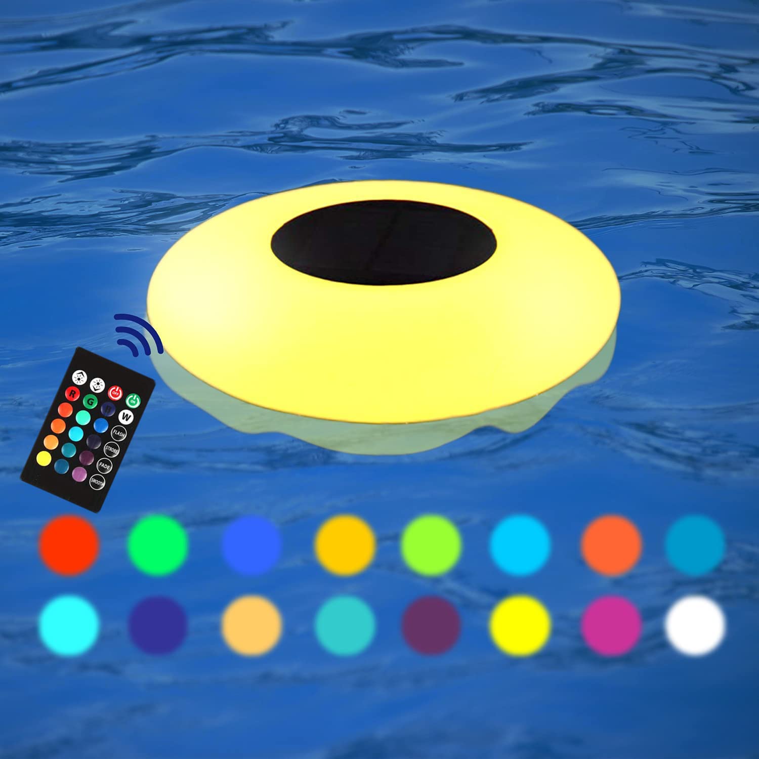 Photo 1 of Floating Pool Lights, 16 Color Solar Floating Glowing Lights with Remote, IP68 Waterproof UFO Shaped Lamps Decorations for Above Ground Swimming Pool Garden Lawn (9.8INCH)