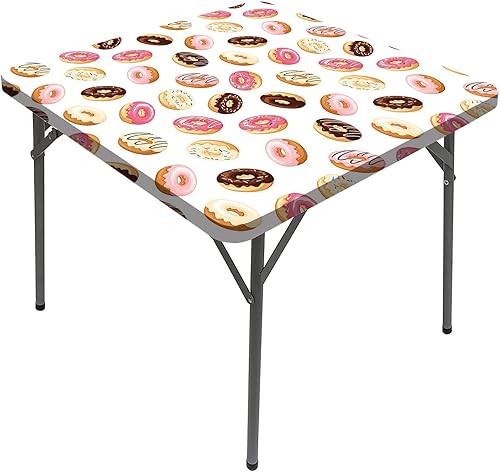 Mantel cuadrado elástico para decoración de alimentos, diseño de donas de postre de Calssic American South Calssic lavable a prueba de derrames, se