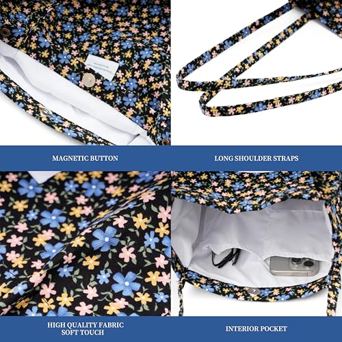 Image of TOPASION Cute Corduroy Tote Bag Canvas Shoulder Handbags for Women Travel Shopping