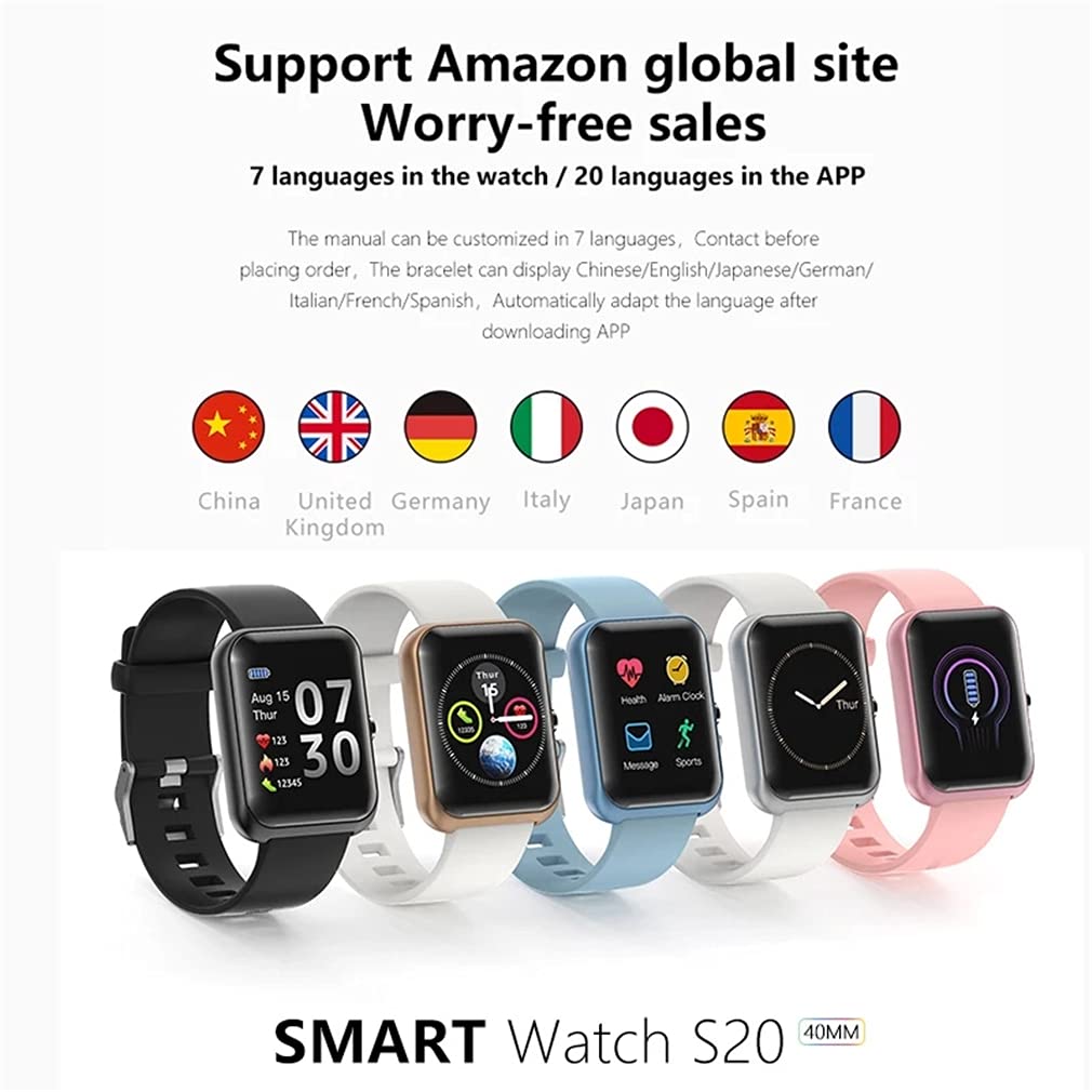 Smart Watch con Cardiofrequenzimetro, Smartwatch per Uomo Donna Fitness Tracker Monitor per Il Sonno Dell'ossigeno nel Sangue, Supporto per La Ricarica Wireless,Blu