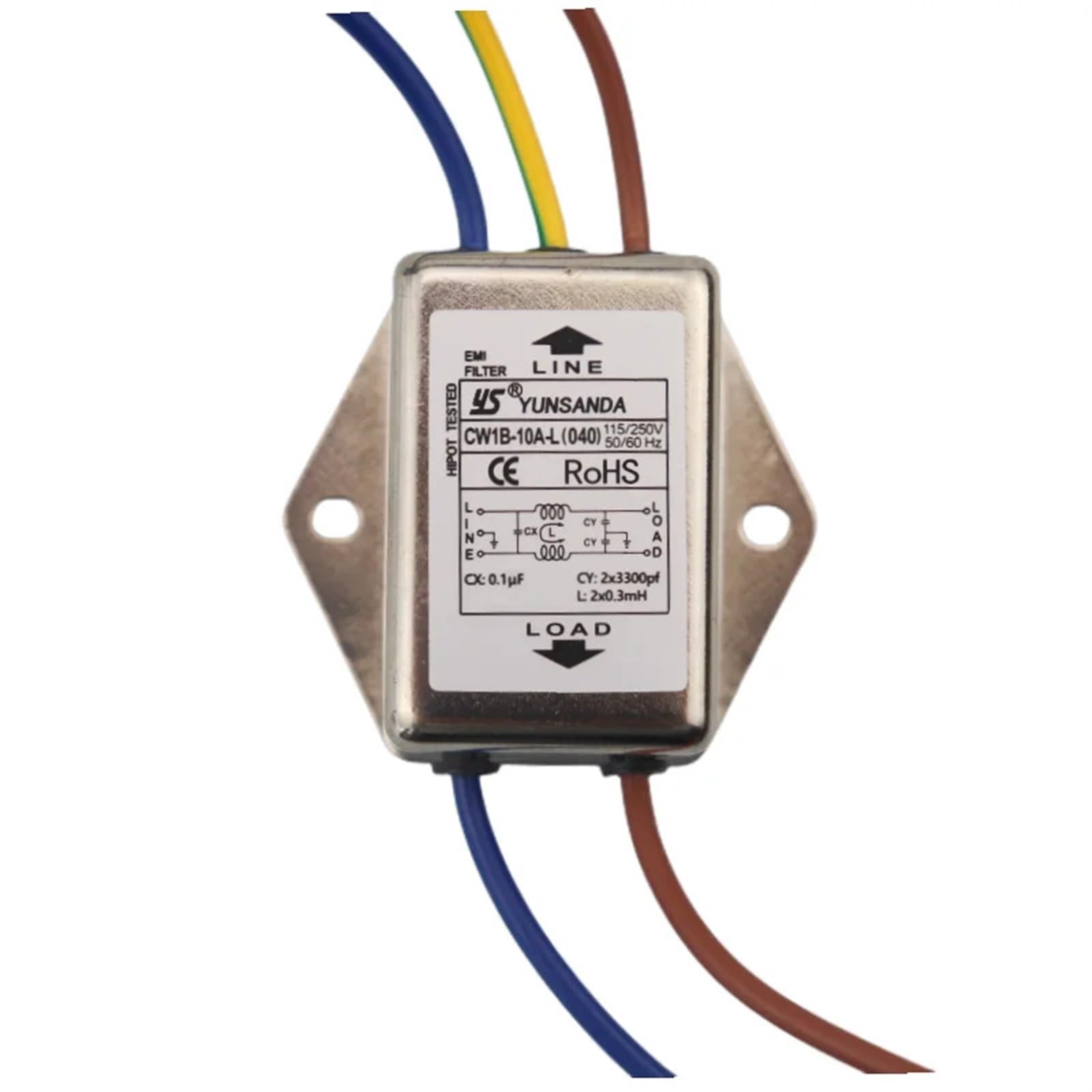 Single Phase Power EMI Filter 10A 115/250V CW1B-10A-L Connector