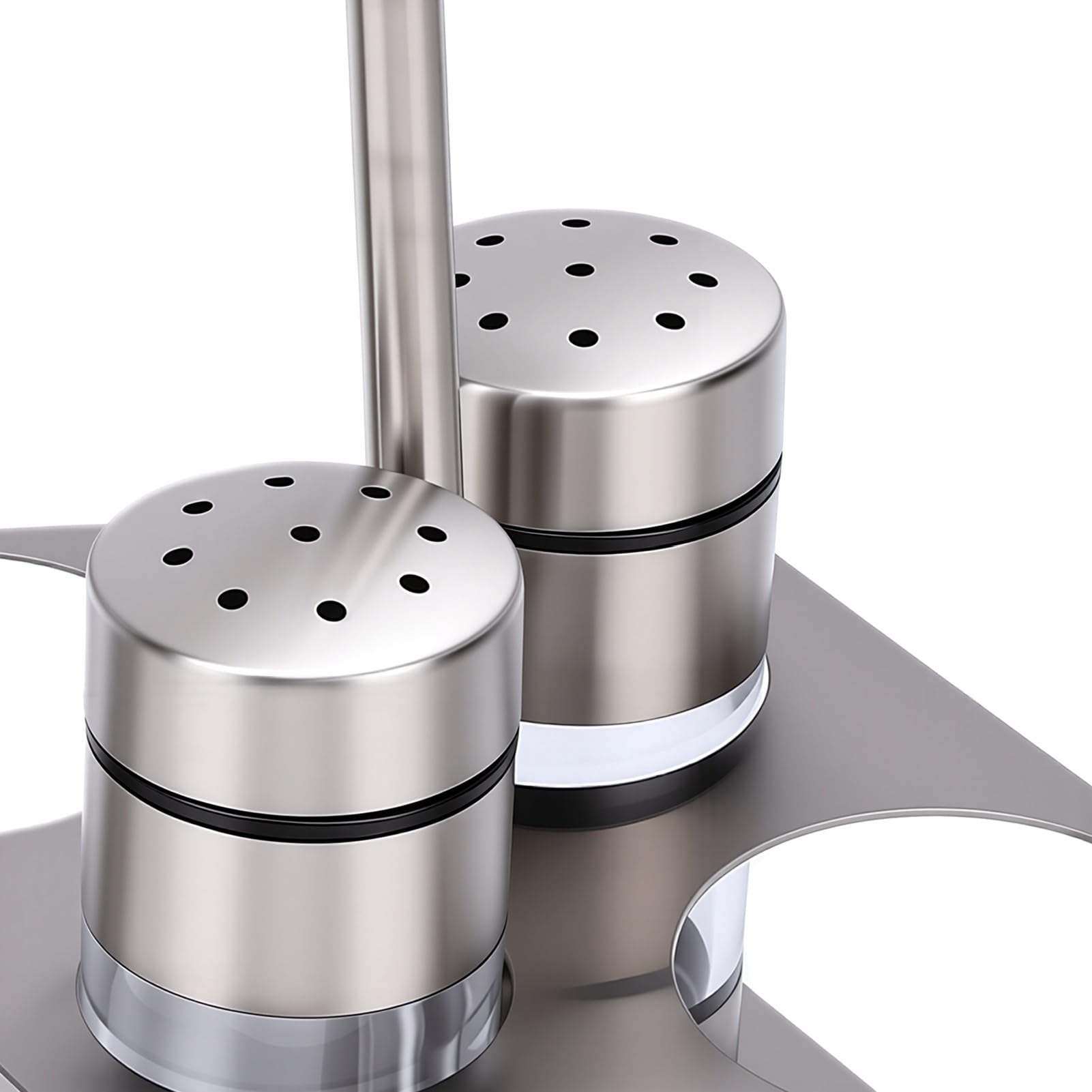 Jiawu Set di Bottiglie per Condimenti in Acciaio Inossidabile con Base, Contenitore per Olio, Aceto e Sale, Set di Barattoli per Condimenti Bottiglie per Trasparenti per