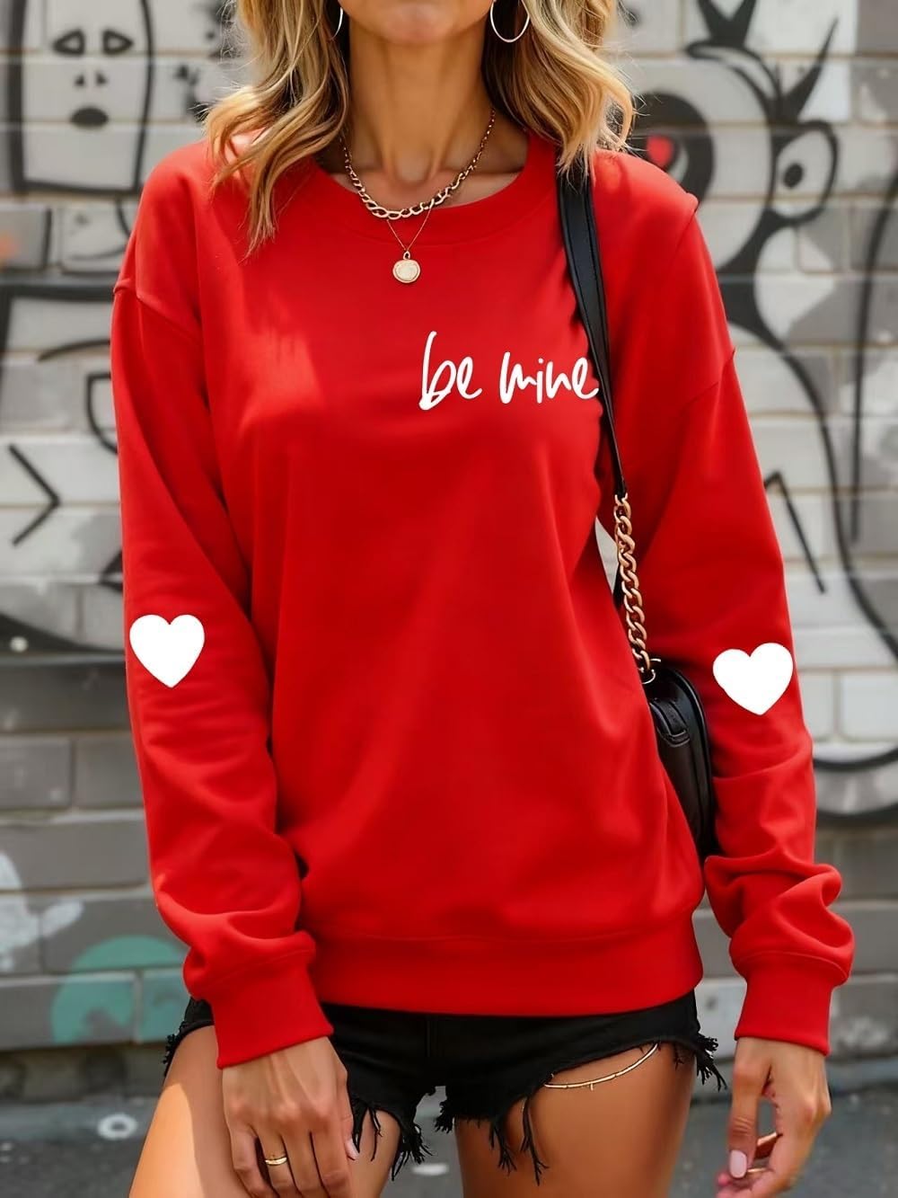 Valentines Sweatshirt Womens Love Heart Long Sleeve Shirt Casual Valentines Gifts Blouse Pullover Tops - Image 2