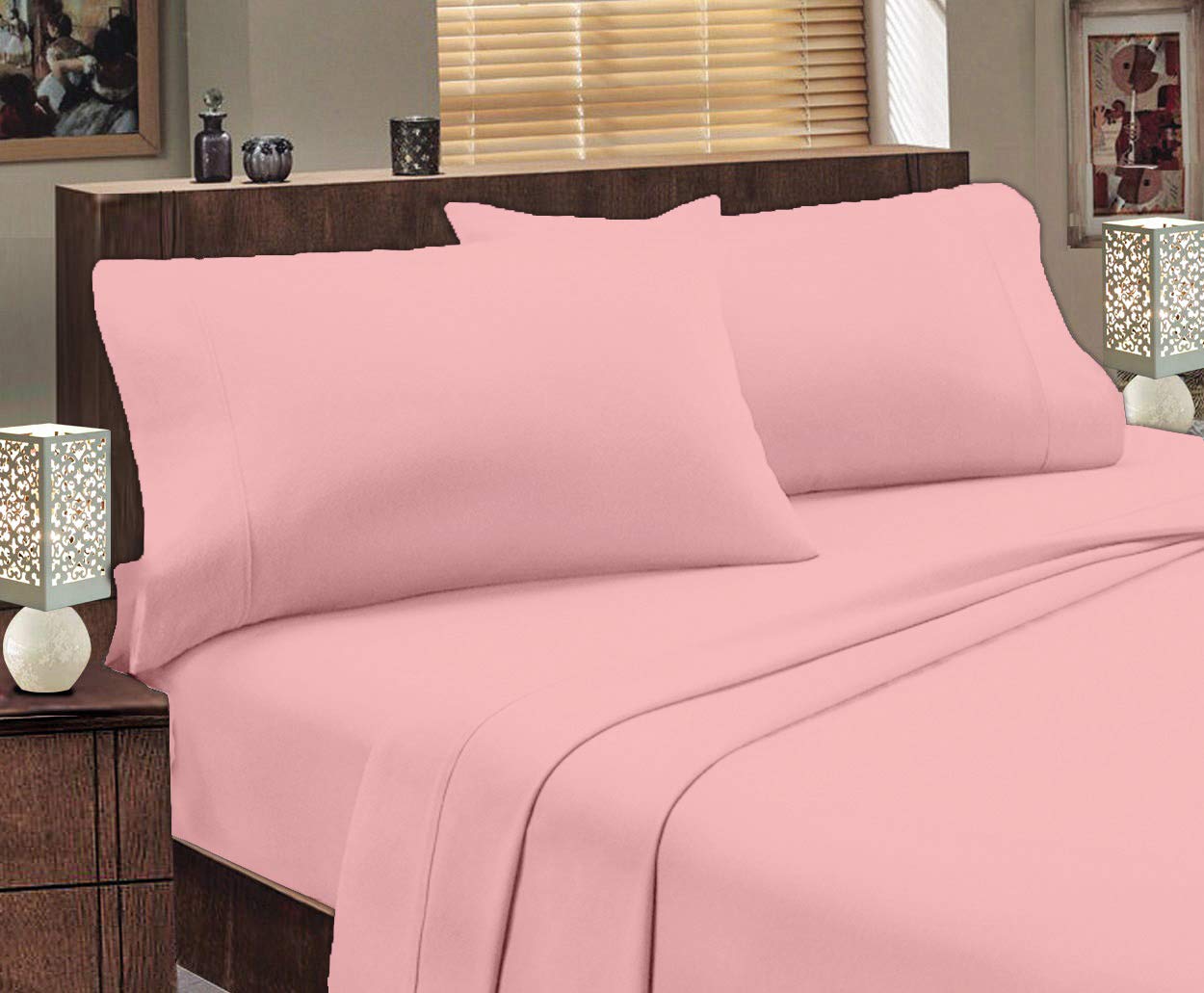 Clicktostyle Pink T180 Percale Quality Non Iron Flat Sheets Single Size