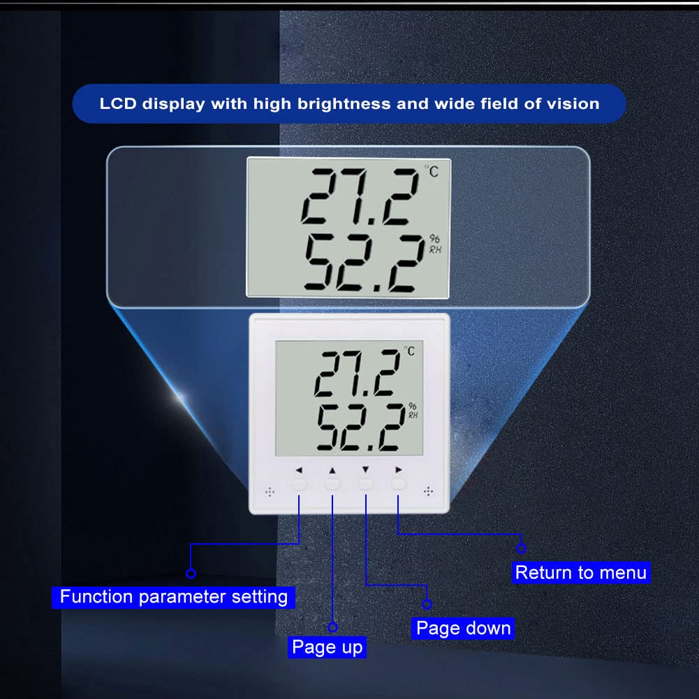 Digital Temperature and Humidity Sensor with Modbus RS485, Industrial High Accuracy Monitoring Transducer Thermometer Hygrometer with LCD Display DC10~28V