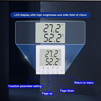 Digital Temperature and Humidity Sensor with Modbus RS485, Industrial High Accuracy Monitoring Transducer Thermometer Hygrometer with LCD Display DC10~28V