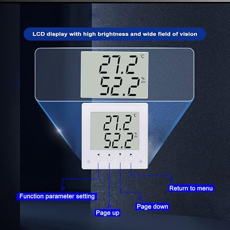 Digital Temperature and Humidity Sensor with Modbus RS485, Industrial High Accuracy Monitoring Transducer Thermometer Hygrometer with LCD Display DC10~28V