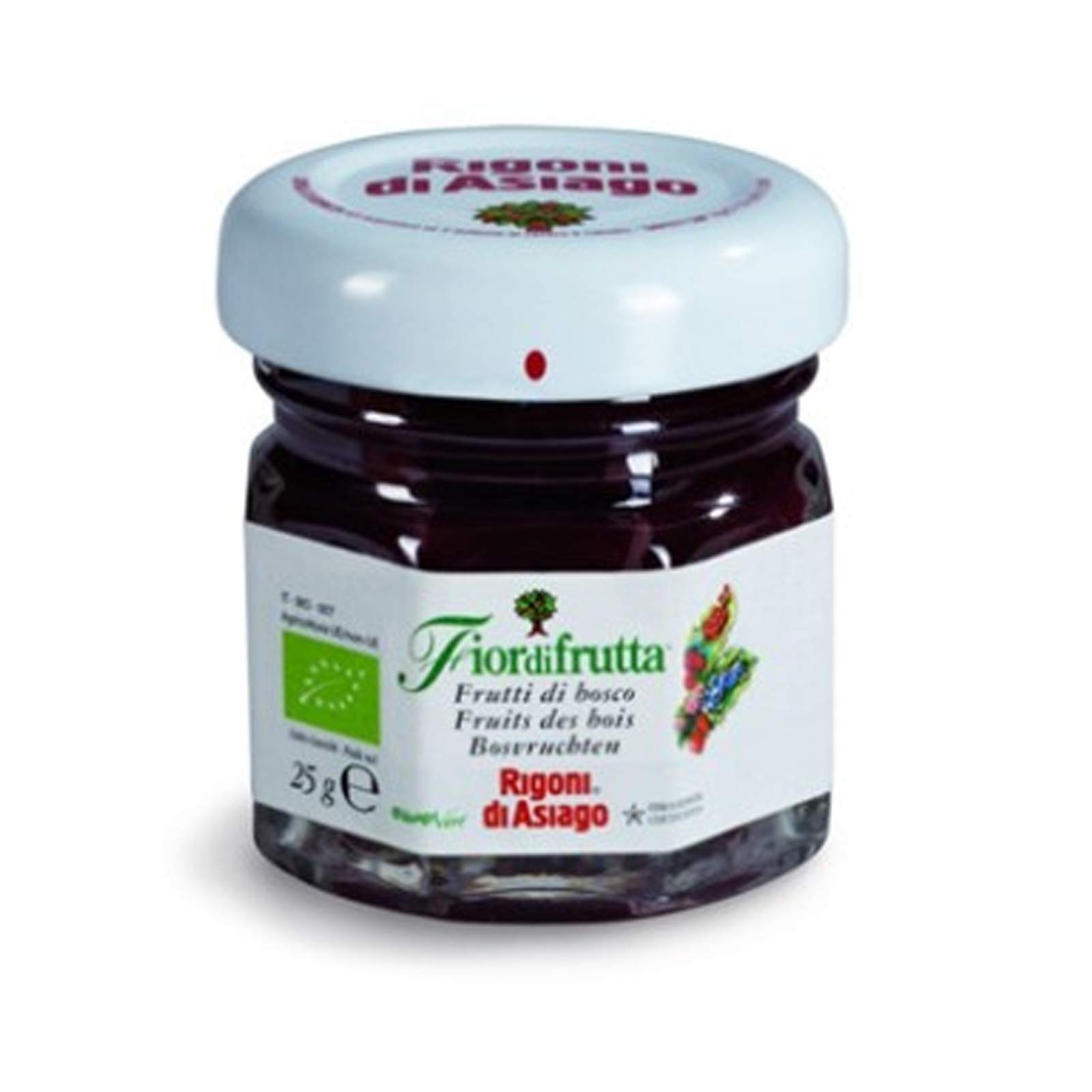 24 MINI VASETTO CONFETTURA RIGONI DI ASIAGO FRUTTI DI BOSCO 25 GR MONODOSE FIORDIFRUTTA