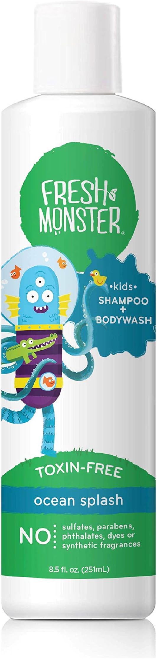 2-in-1 Kids Shampoo & Body Wash, Ocean Splash - 8.5oz, Toxin-Free, Hypoallergenic, Natural & PETA Certified Cruelty-Free, Unisex