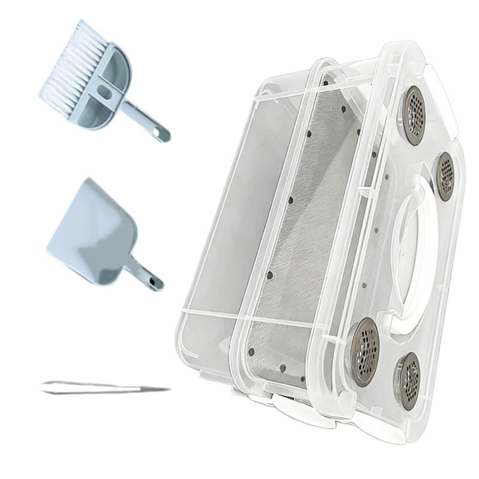 NEWFT Reptiles Feeding Box Transparents Reptiles Feeders Food Storage for Lizards Mealworms Cockroaches