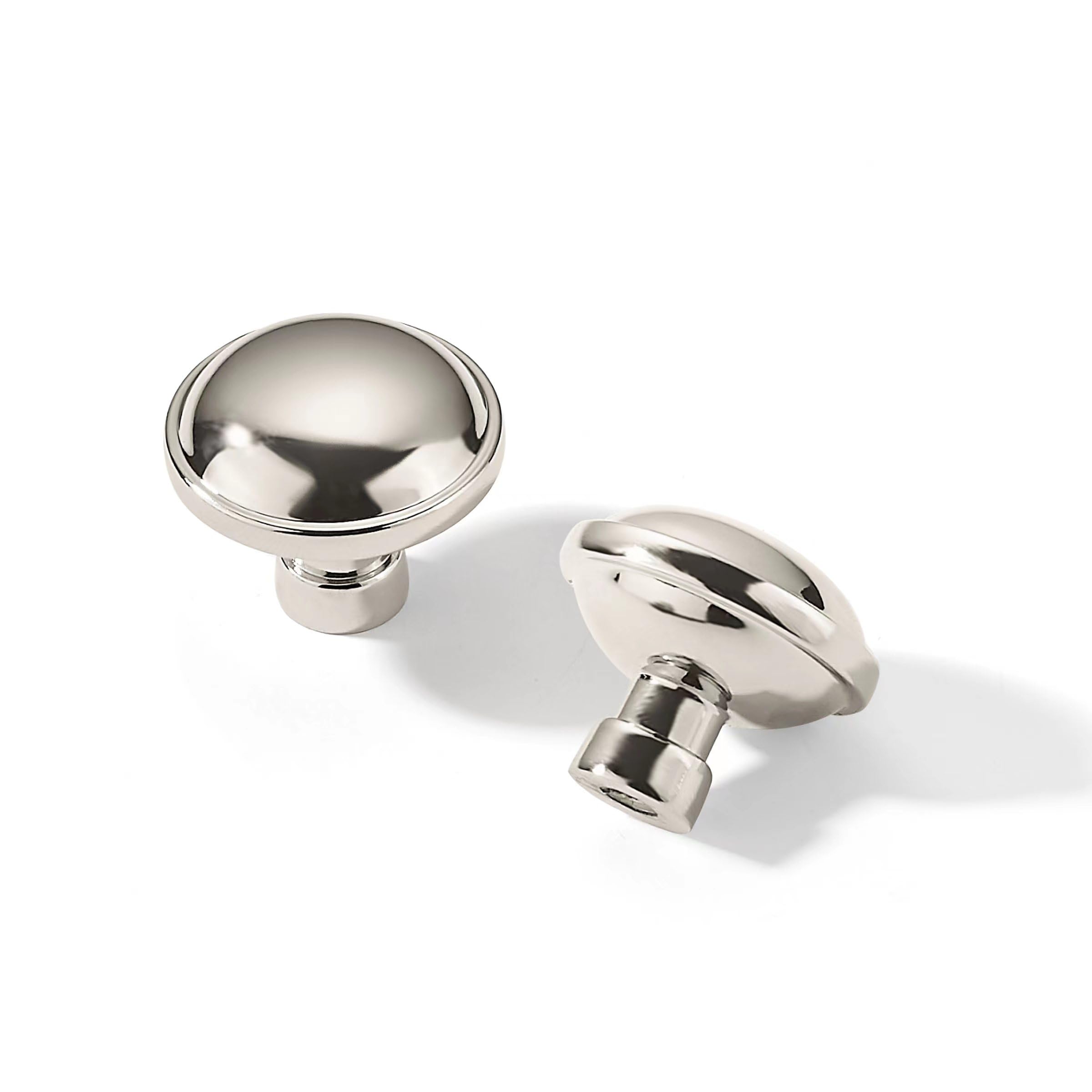 khtumeware 6 Pack 1-1/4 Inch Polished Nickel Cabinet Knobs Solid Round Dresser Drawer Knobs Simple Cabinet Hardware for Cupboard Drawer Pulls — image 1