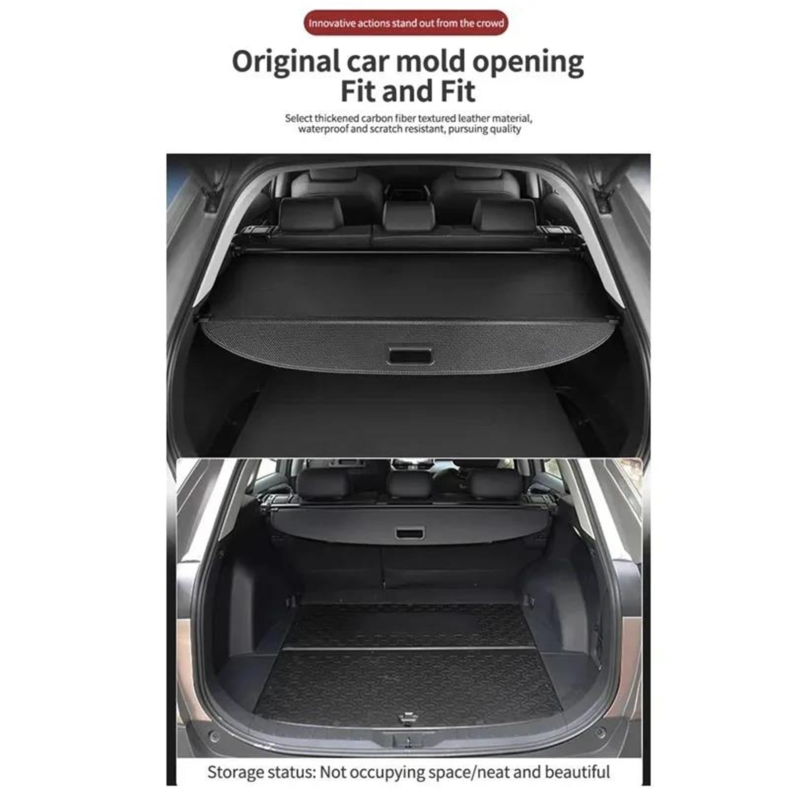 Générique Cache-Bagages Rideau De Coffre Voiture pour Toyota pour CHR pour IZOA 2016~2022 Couverture Chargement Sécurité Tapis Plateau Arrière pour Bagages ction Sécurité Rideau Séparation | Cuir