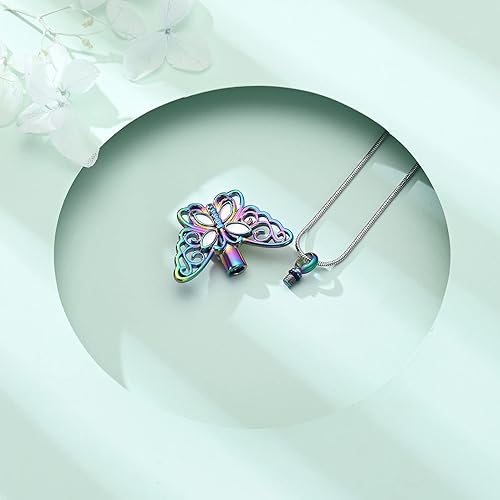 Miniatura 9 de Collar de urna de mariposa para cenizas, recuerdo de acero inoxidable, medallón conmemorativo de urna para cenizas, joyería de cremación