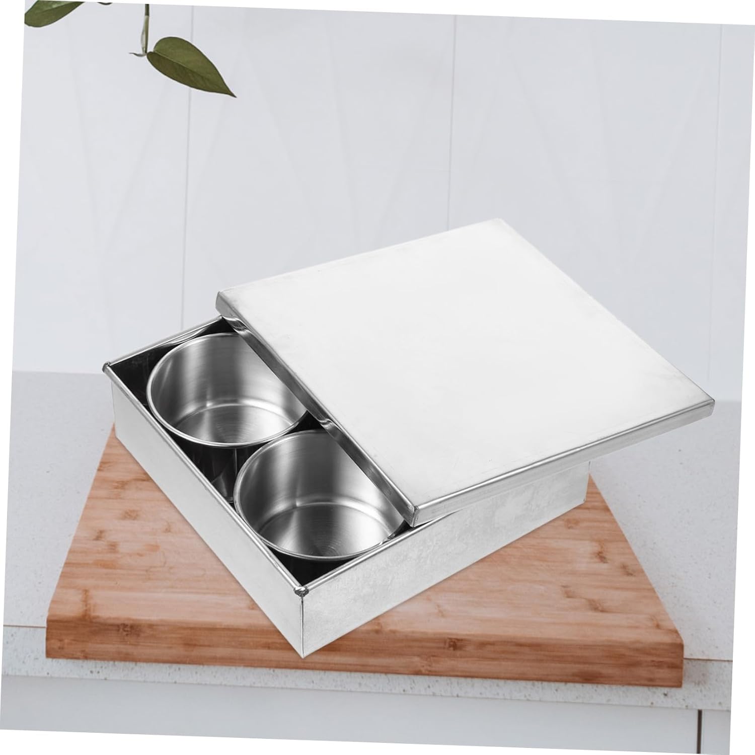 Double Compartment Spice Jars Rack Labeled Condiment Pot Stainless Steel Spice Container Set