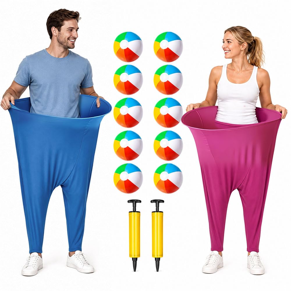 Granny Pants Yard Game, Granny Pants Game with 2 Big Granny Pants 10 Inflatable Balls and Pump, Funny Outdoor Games for Adults, Perfect Garden Lawn Camping and Various Outdoor Activities