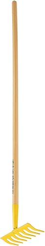 True Temper KGRM Kids - Rastrillo de jardín con cabeza de acero de 7.5 pulgadas con mango de madera dura de 42 pulgadas