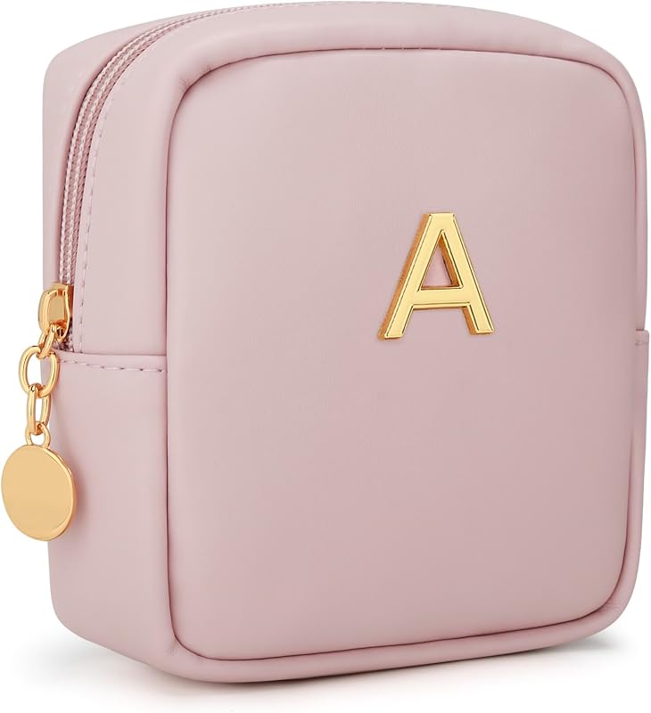 CLOUDWINGS Necessaire de maquiagem com estampa de letra, modelo K01864, bege, 1 unidade