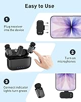 Vista 7 de PoP voice Mini micrófono inalámbrico Lavalier para iPhone 15/16/17 y Android, micrófono de solapa con reducción de ruido, duración de batería de 30